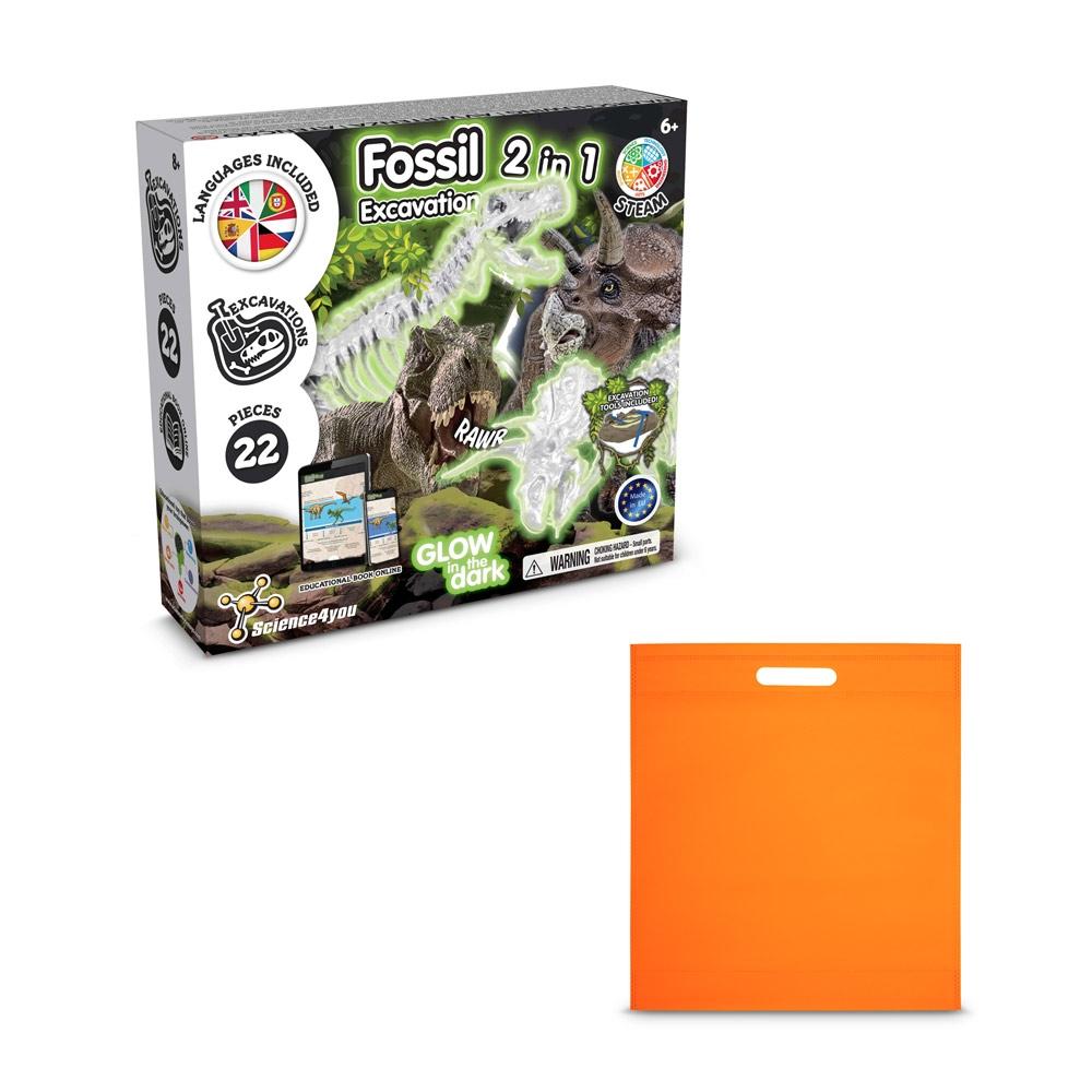 2 in 1 Fossil Excavation Kit IV. Joc educațional furnizat cu o pungă cadou nețesută (80 g/m²) Portocaliu
