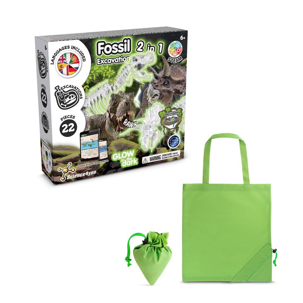 2 in 1 Fossil Excavation Kit V. Joc educațional furnizat cu o pungă de cadou pliabilă 190T Verde deschis