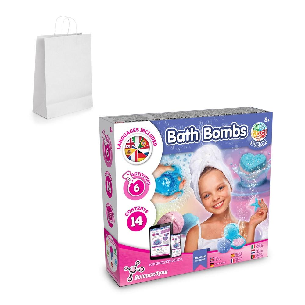 Bath Bombs Kit II. Joc educațional furnizat cu o pungă cadou din hârtie kraft (90 g/m²) Alb