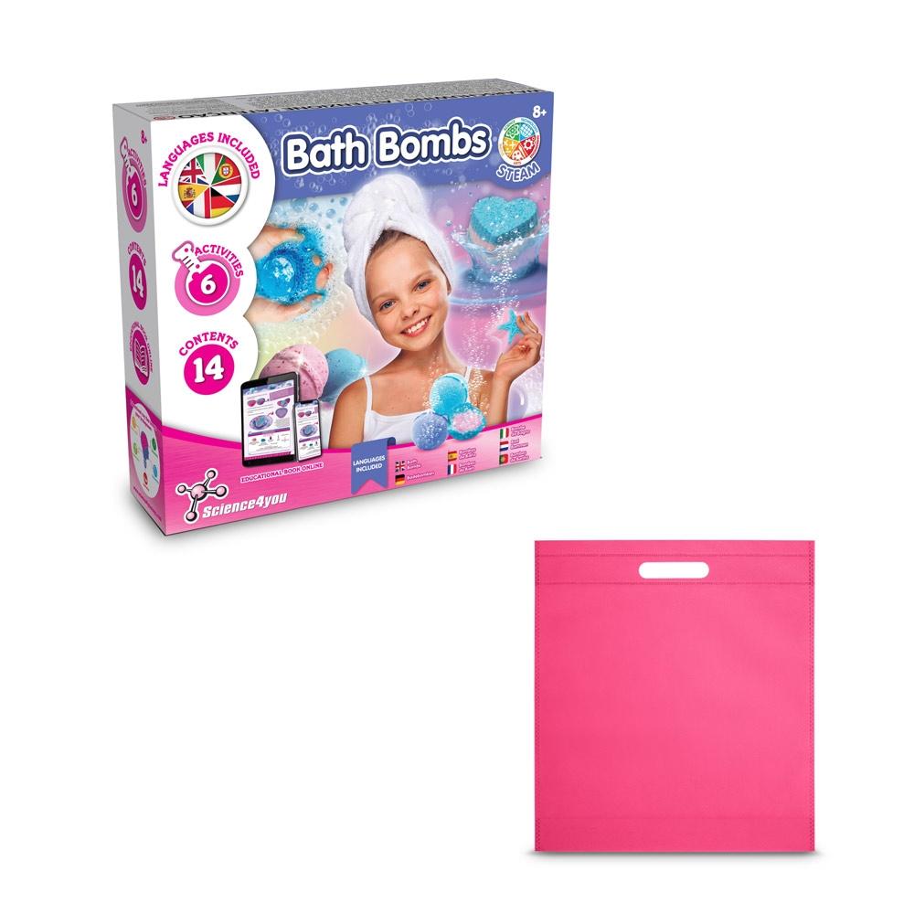 Bath Bombs Kit IV. Joc educațional furnizat cu o pungă cadou nețesută (80 g/m²) Roz
