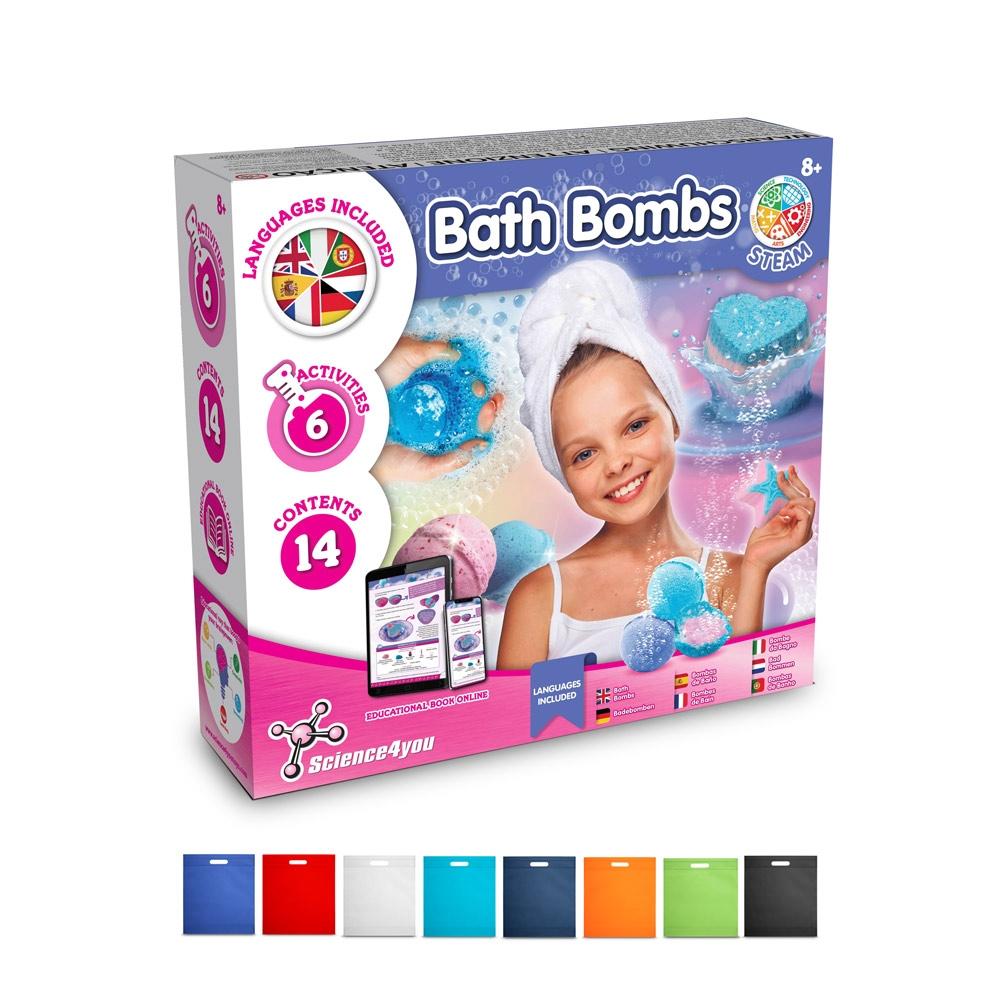 Bath Bombs Kit IV. Joc educațional furnizat cu o pungă cadou nețesută (80 g/m²) Albastru