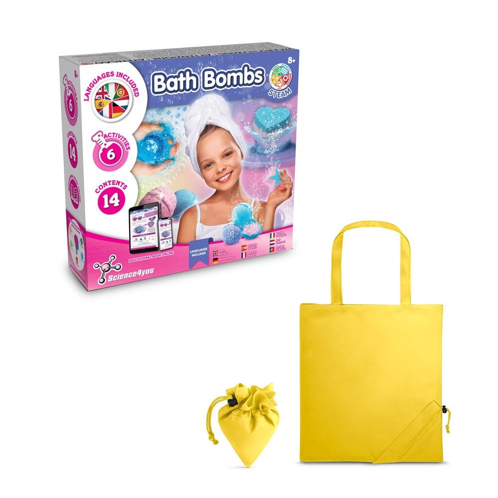 Bath Bombs Kit V. Joc educațional furnizat cu o pungă de cadou pliabilă 190T Galben