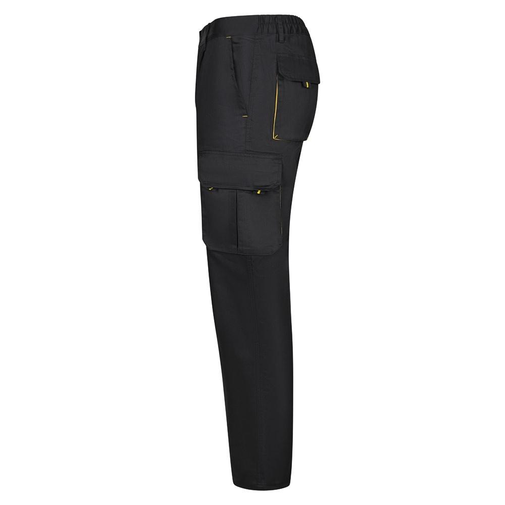 VL HYPNOS. Pantaloni de twill cu buzunare multiple în două tonuri (200g/m²), din bumbac (35%) și poliester (65%) Negru Galben 44