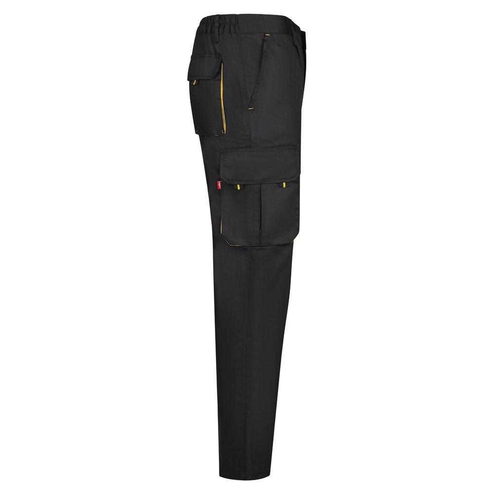 VL HYPNOS. Pantaloni de twill cu buzunare multiple în două tonuri (200g/m²), din bumbac (35%) și poliester (65%) Negru Galben 44