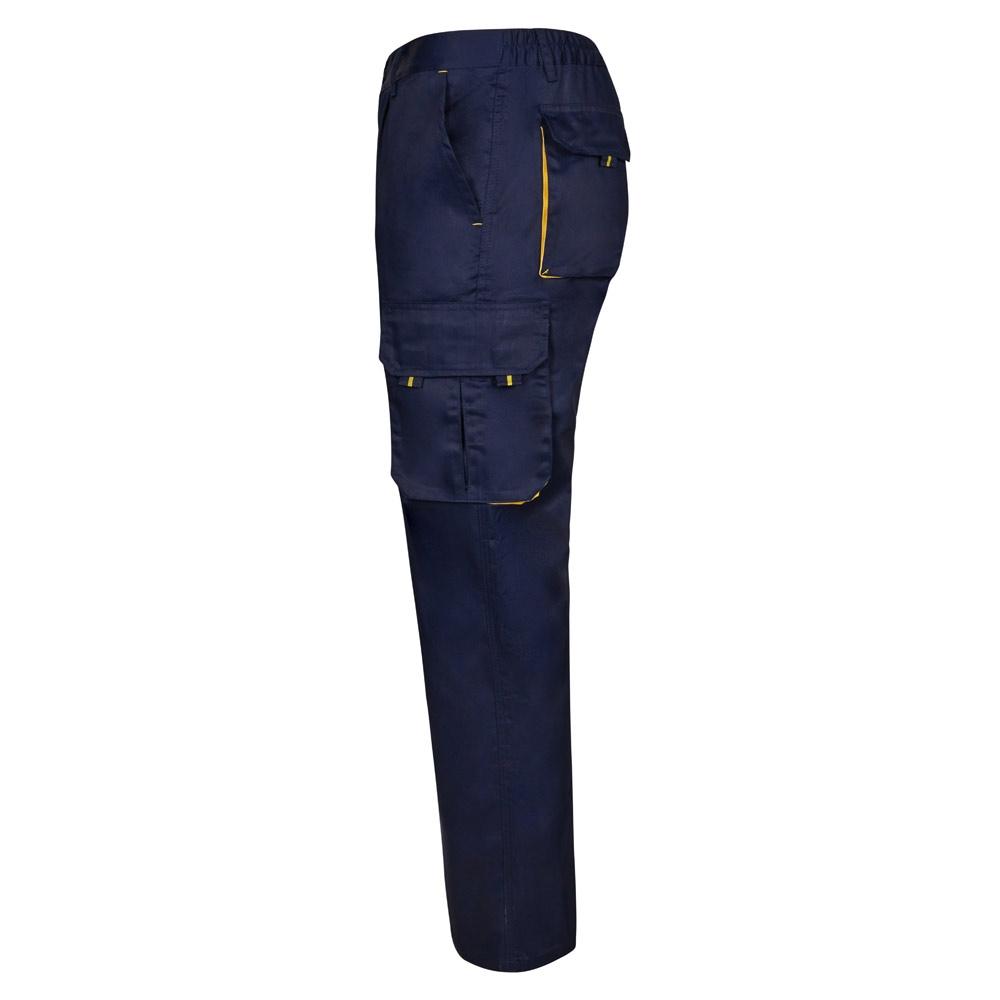 VL HYPNOS. Pantaloni de twill cu buzunare multiple în două tonuri (200g/m²), din bumbac (35%) și poliester (65%) Albastru Galben 48