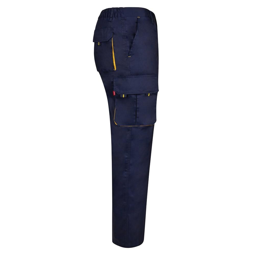 VL HYPNOS. Pantaloni de twill cu buzunare multiple în două tonuri (200g/m²), din bumbac (35%) și poliester (65%) Albastru Galben 48