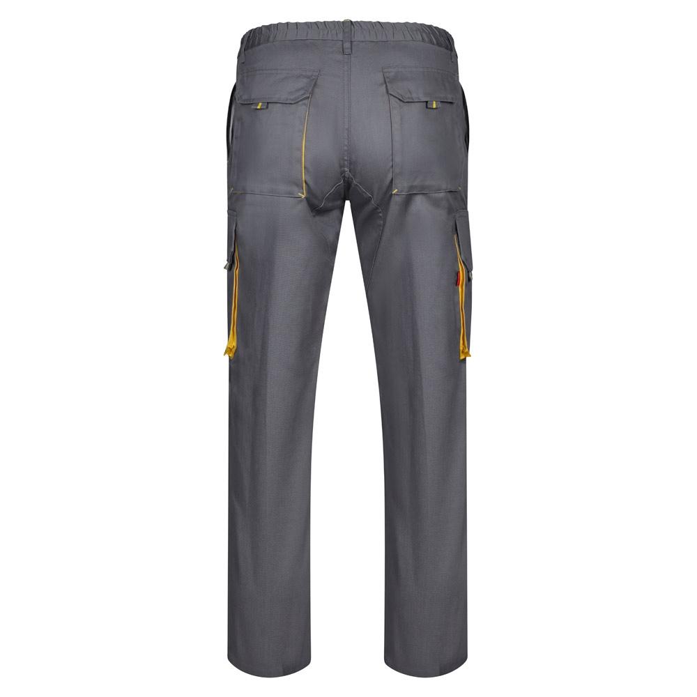 VL HYPNOS. Pantaloni de twill cu buzunare multiple în două tonuri (200g/m²), din bumbac (35%) și poliester (65%) Gri Galben 40