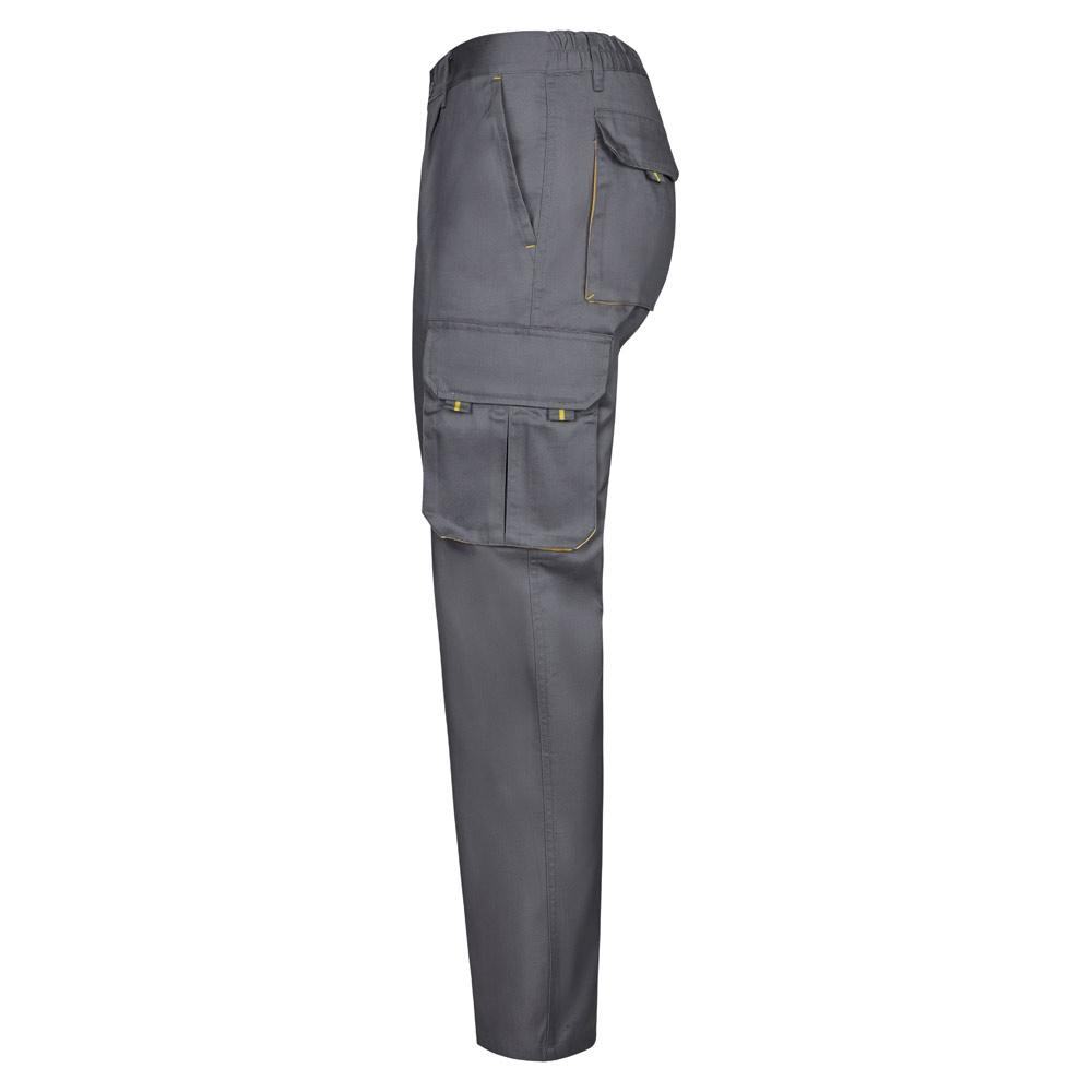 VL HYPNOS. Pantaloni de twill cu buzunare multiple în două tonuri (200g/m²), din bumbac (35%) și poliester (65%) Gri Galben 40
