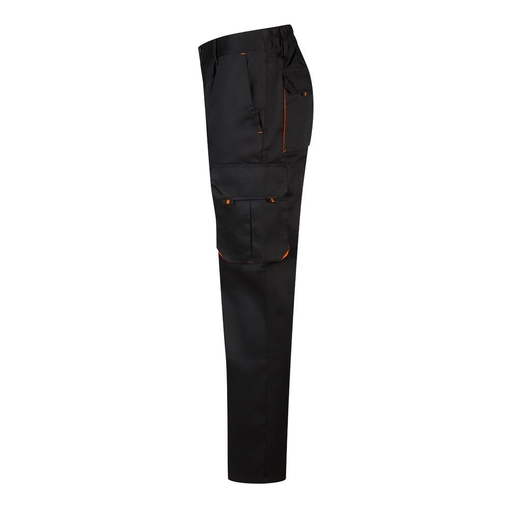 VL HYPNOS. Pantaloni de twill cu buzunare multiple în două tonuri (200g/m²), din bumbac (35%) și poliester (65%) Negru Portocaliu 50