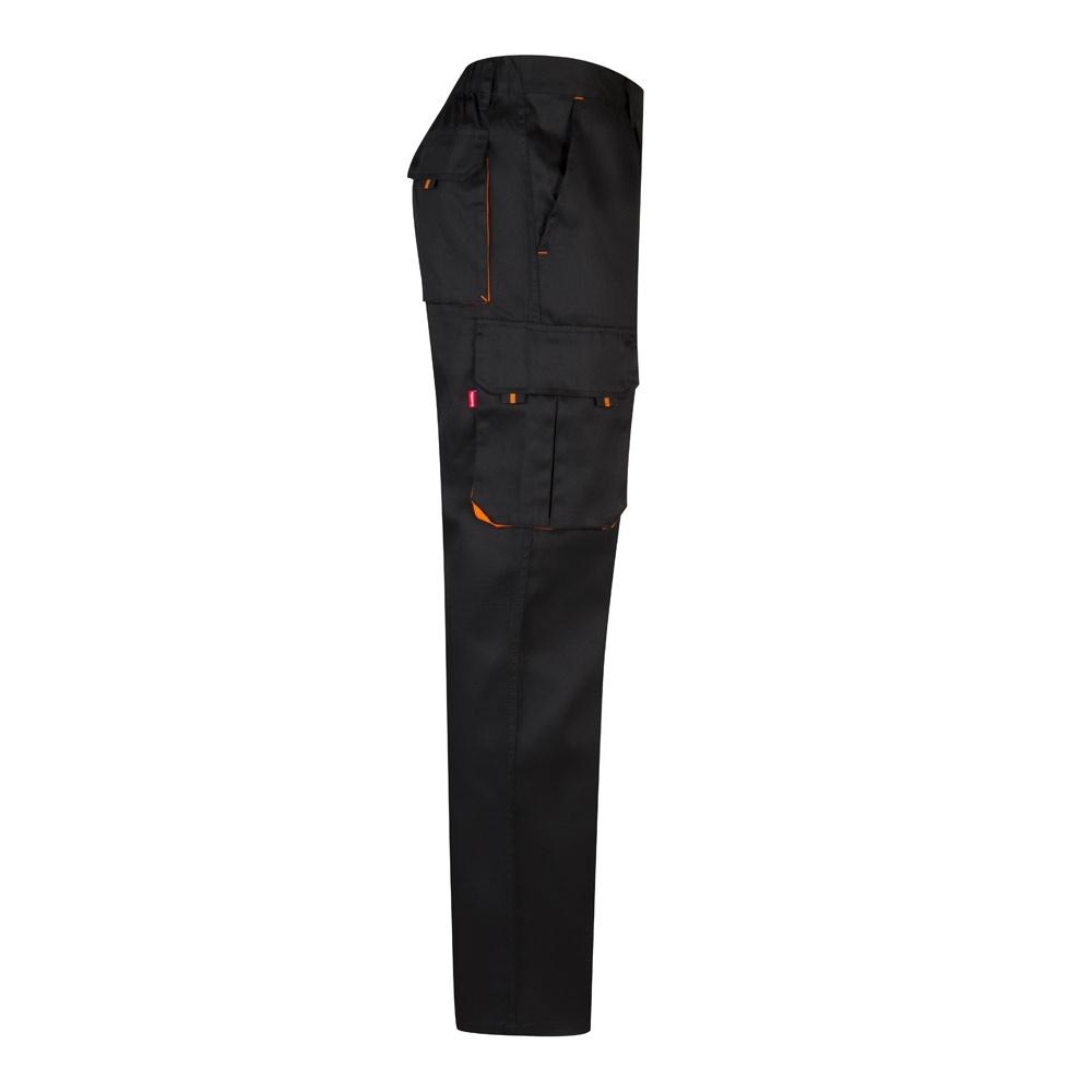 VL HYPNOS. Pantaloni de twill cu buzunare multiple în două tonuri (200g/m²), din bumbac (35%) și poliester (65%) Negru Portocaliu 50