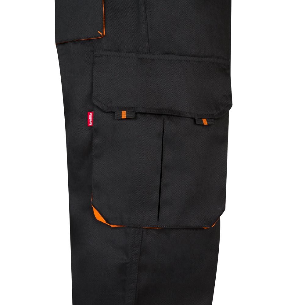 VL HYPNOS. Pantaloni de twill cu buzunare multiple în două tonuri (200g/m²), din bumbac (35%) și poliester (65%) Negru Portocaliu 50