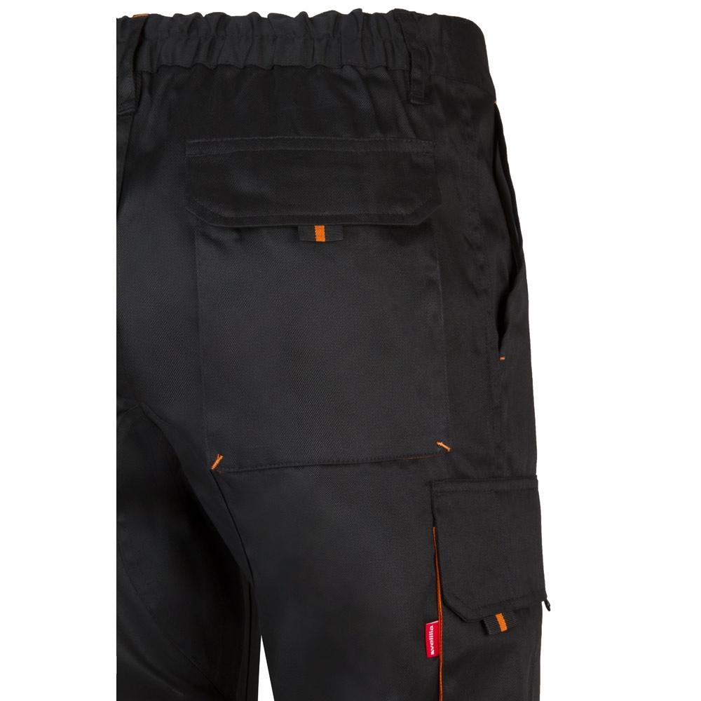 VL HYPNOS. Pantaloni de twill cu buzunare multiple în două tonuri (200g/m²), din bumbac (35%) și poliester (65%) Negru Portocaliu 50