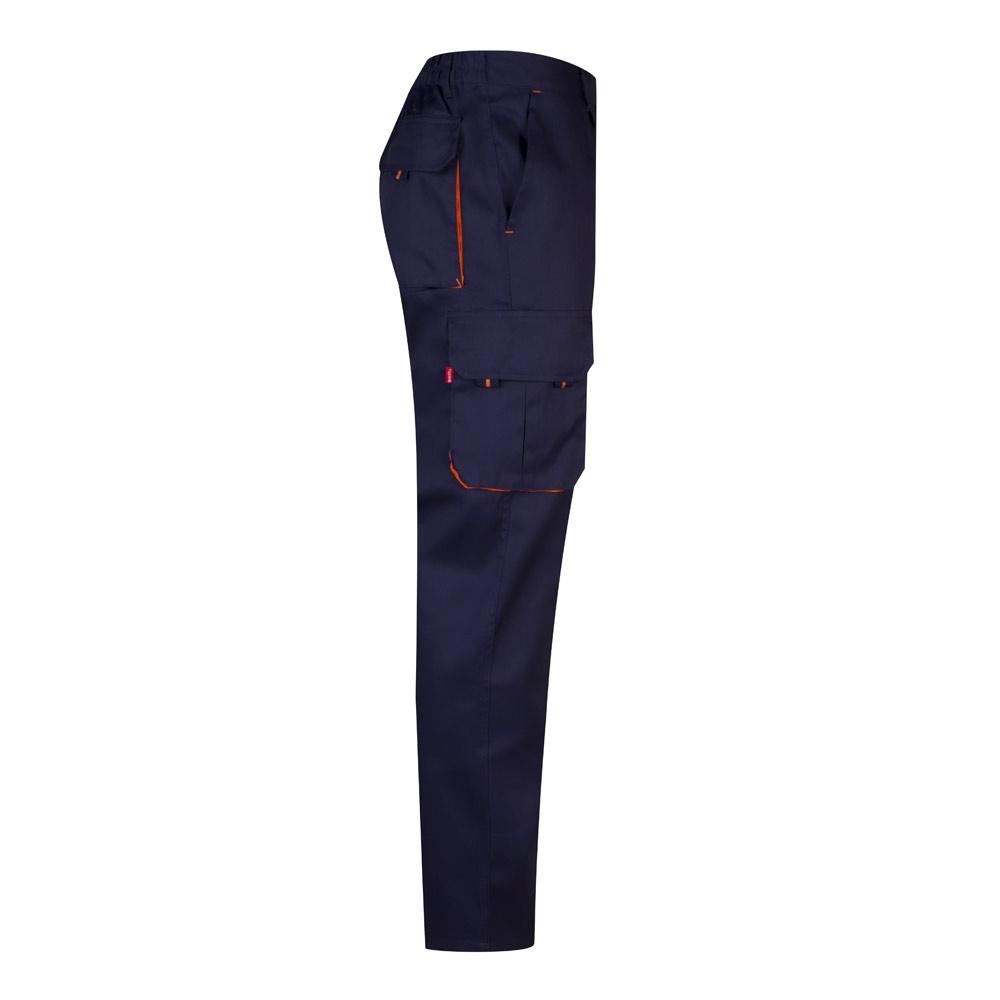 VL HYPNOS. Pantaloni de twill cu buzunare multiple în două tonuri (200g/m²), din bumbac (35%) și poliester (65%) Albastru Portocaliu 46