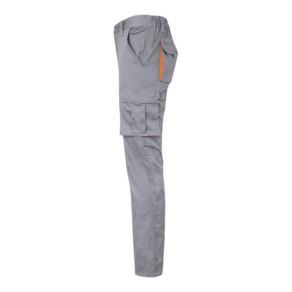 VL HYPNOS. Pantaloni de twill cu buzunare multiple în două tonuri (200g/m²), din bumbac (35%) și poliester (65%) Gri Portocaliu 48