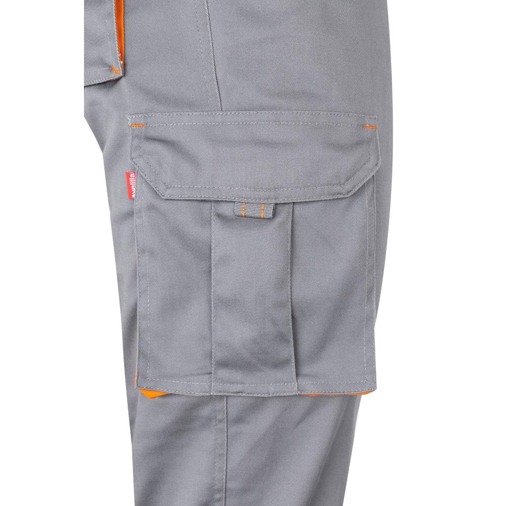 VL HYPNOS. Pantaloni de twill cu buzunare multiple în două tonuri (200g/m²), din bumbac (35%) și poliester (65%) Gri Portocaliu 48