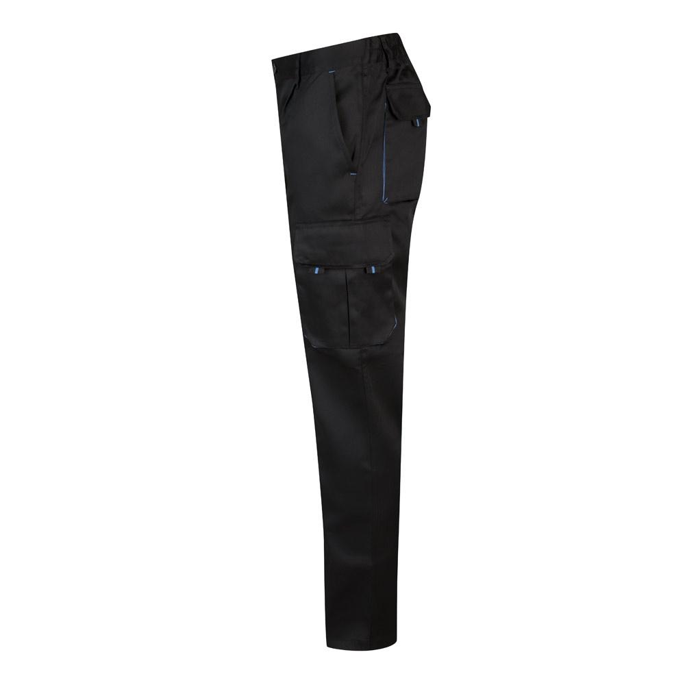 VL HYPNOS. Pantaloni de twill cu buzunare multiple în două tonuri (200g/m²), din bumbac (35%) și poliester (65%) Negru Albastru deschis 48