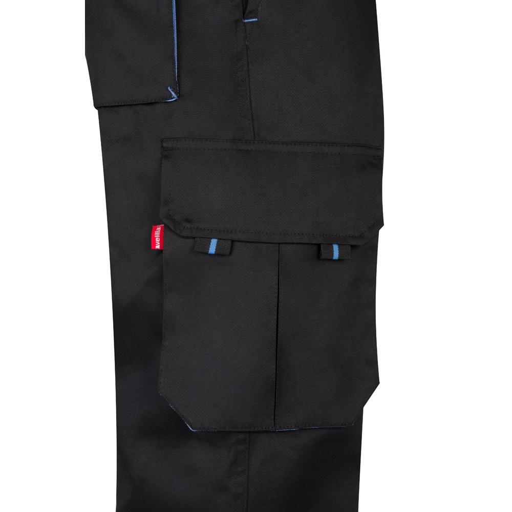 VL HYPNOS. Pantaloni de twill cu buzunare multiple în două tonuri (200g/m²), din bumbac (35%) și poliester (65%) Negru Albastru deschis 48
