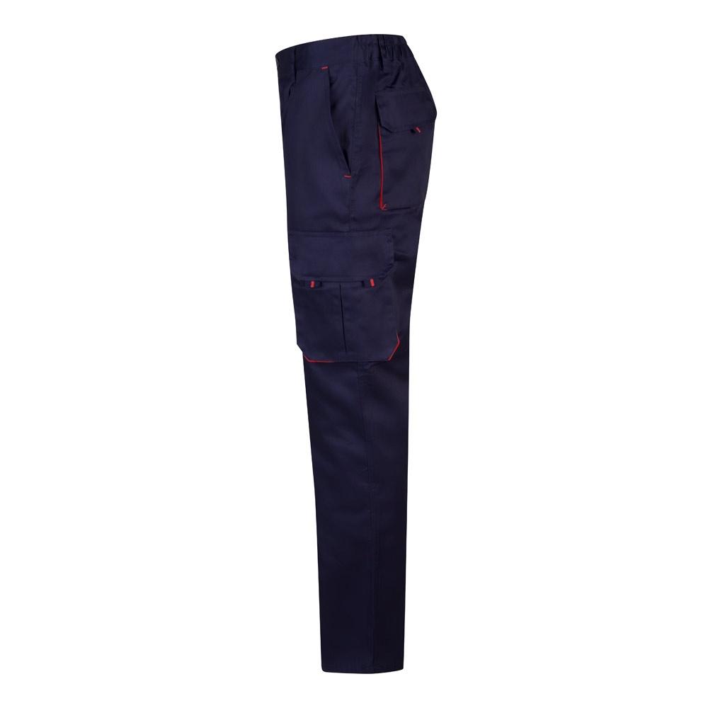 VL HYPNOS. Pantaloni de twill cu buzunare multiple în două tonuri (200g/m²), din bumbac (35%) și poliester (65%) Albastru Roșu 54