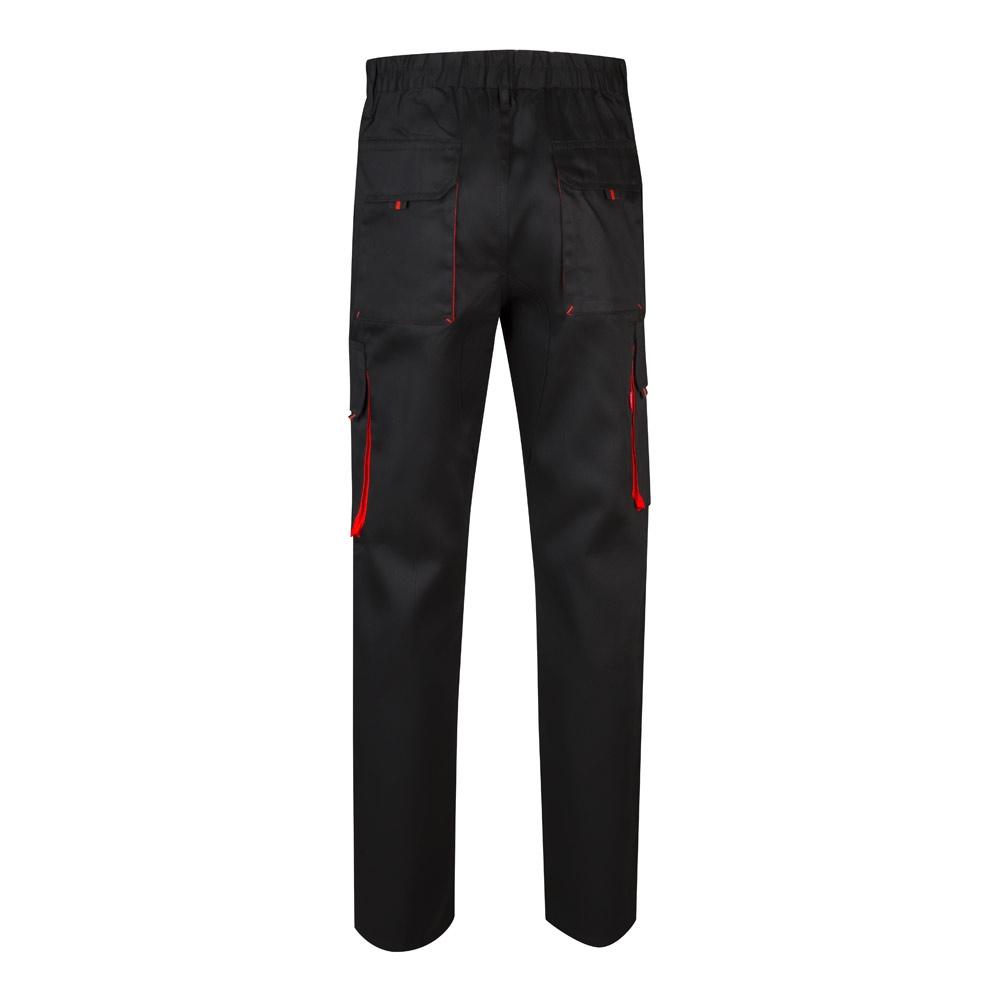 VL HYPNOS. Pantaloni de twill cu buzunare multiple în două tonuri (200g/m²), din bumbac (35%) și poliester (65%) Negru Roșu 46