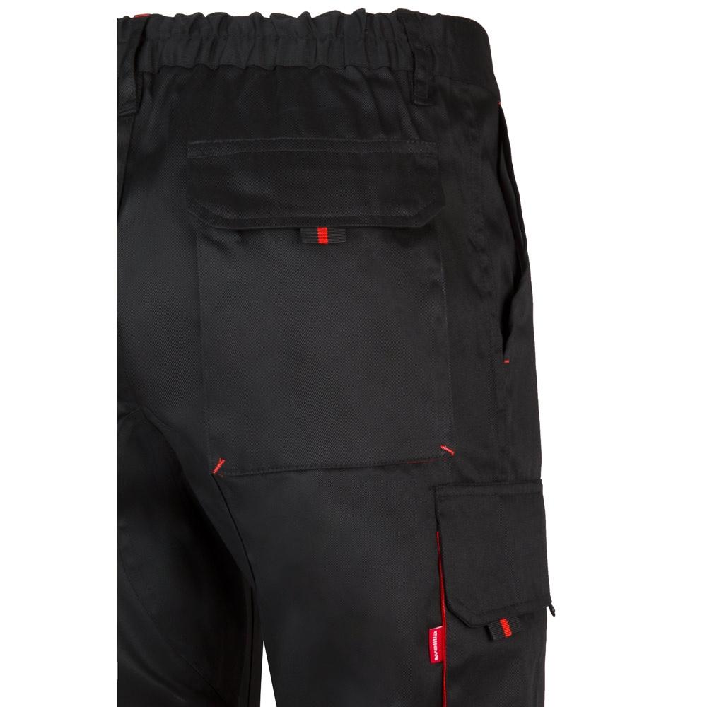 VL HYPNOS. Pantaloni de twill cu buzunare multiple în două tonuri (200g/m²), din bumbac (35%) și poliester (65%) Negru Roșu 46