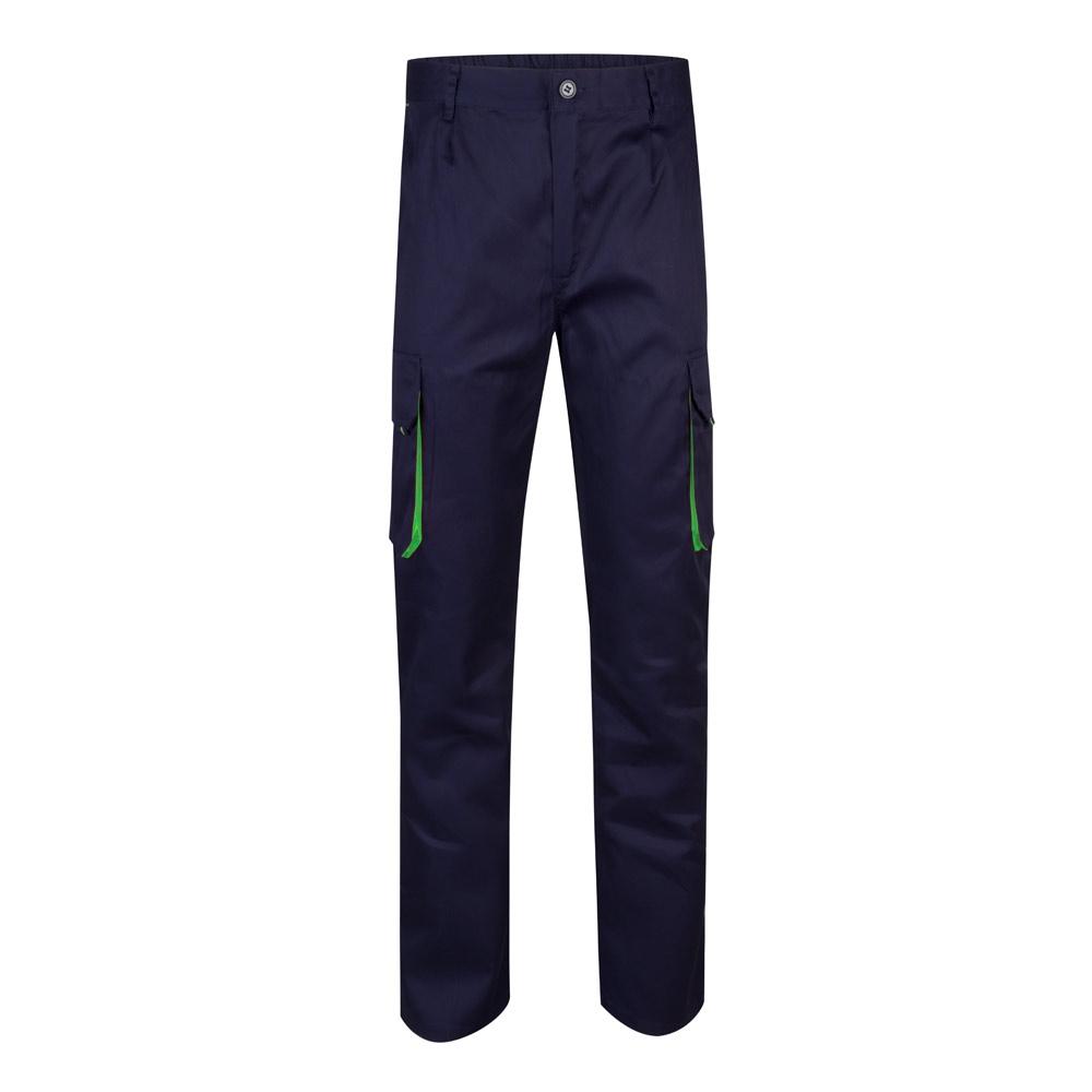 VL HYPNOS. Pantaloni de twill cu buzunare multiple în două tonuri (200g/m²), din bumbac (35%) și poliester (65%) Albastru Verde 56