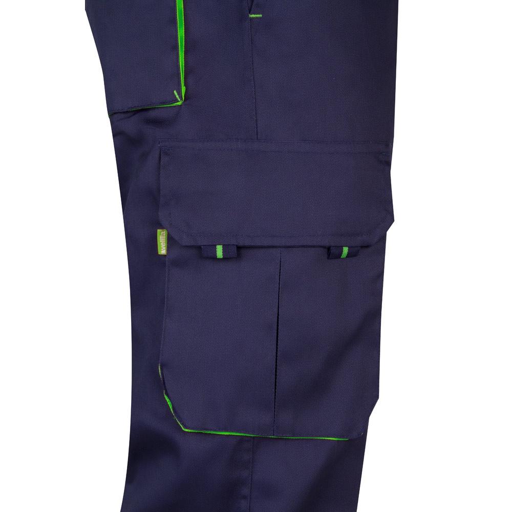 VL HYPNOS. Pantaloni de twill cu buzunare multiple în două tonuri (200g/m²), din bumbac (35%) și poliester (65%) Albastru Verde 34