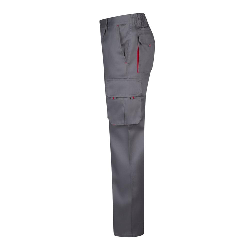 VL HYPNOS. Pantaloni de twill cu buzunare multiple în două tonuri (200g/m²), din bumbac (35%) și poliester (65%) Gri Roșu 42