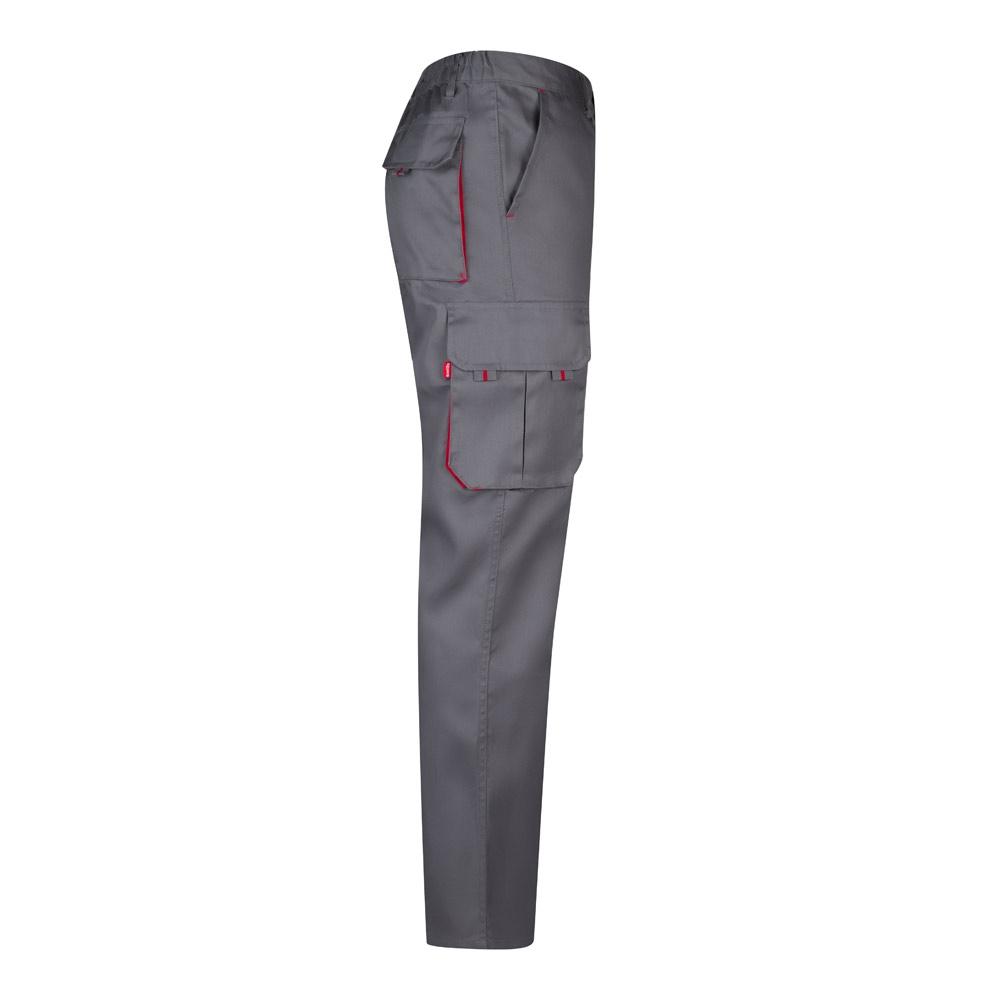 VL HYPNOS. Pantaloni de twill cu buzunare multiple în două tonuri (200g/m²), din bumbac (35%) și poliester (65%) Gri Roșu 42