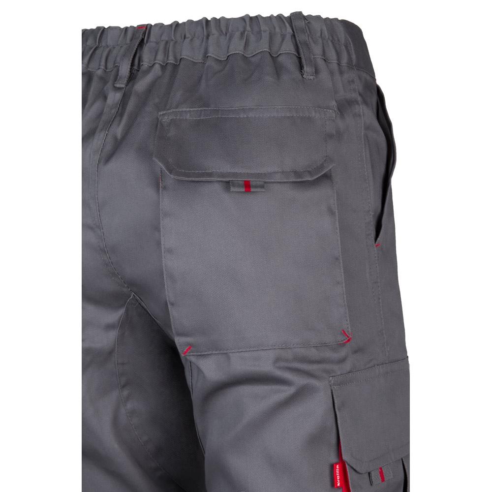 VL HYPNOS. Pantaloni de twill cu buzunare multiple în două tonuri (200g/m²), din bumbac (35%) și poliester (65%) Gri Roșu 42