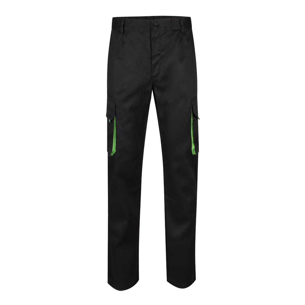 VL HYPNOS. Pantaloni de twill cu buzunare multiple în două tonuri (200g/m²), din bumbac (35%) și poliester (65%) Negru Verde