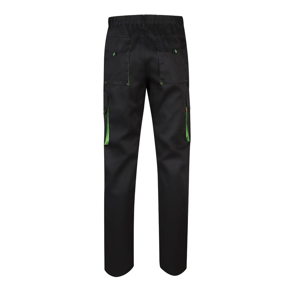 VL HYPNOS. Pantaloni de twill cu buzunare multiple în două tonuri (200g/m²), din bumbac (35%) și poliester (65%) Negru Verde 48