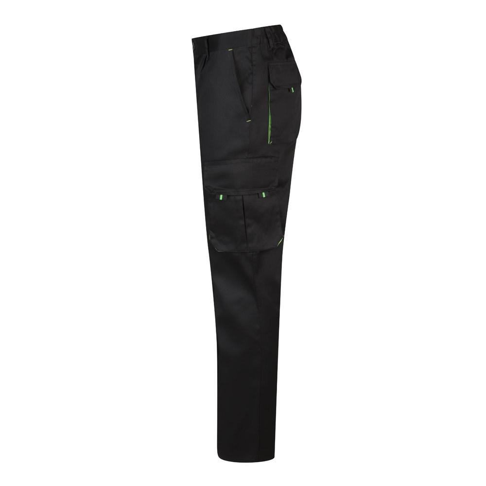VL HYPNOS. Pantaloni de twill cu buzunare multiple în două tonuri (200g/m²), din bumbac (35%) și poliester (65%) Negru Verde 48