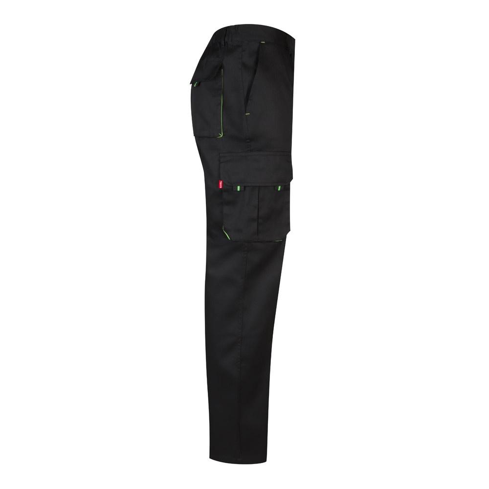 VL HYPNOS. Pantaloni de twill cu buzunare multiple în două tonuri (200g/m²), din bumbac (35%) și poliester (65%) Negru Verde 48