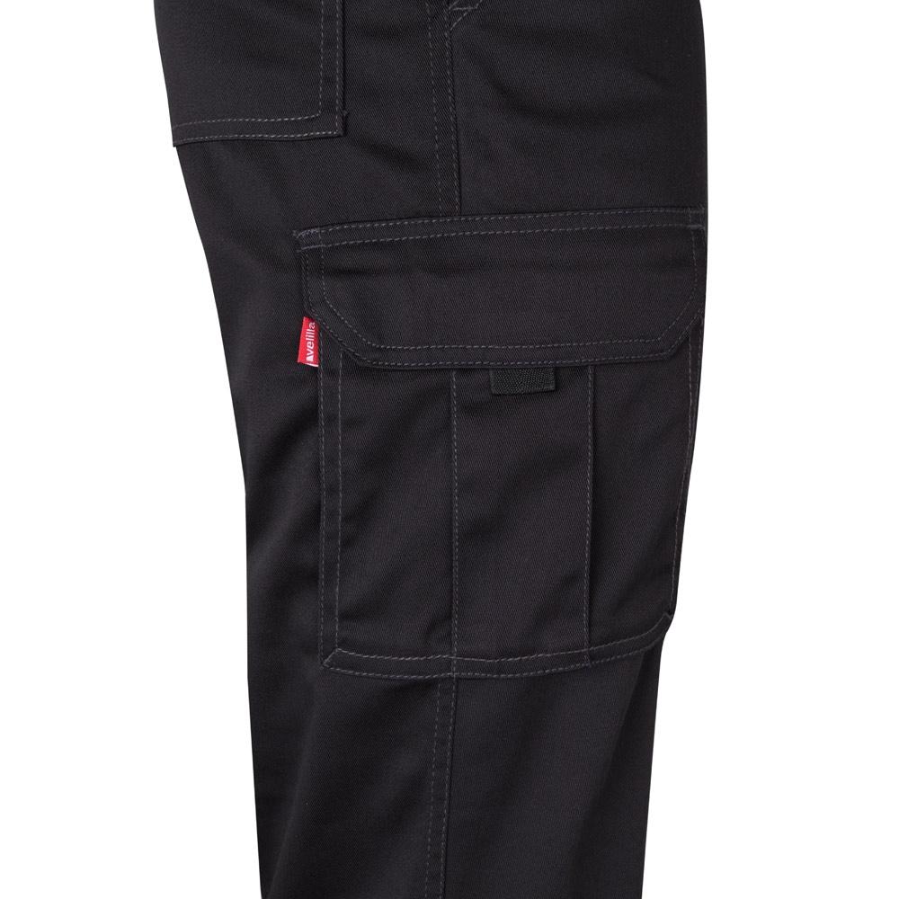 VL PAN. Pantaloni stretch cu buzunare multiple (290 g/m²), din bumbac (46%), EME (38%) și poliester (16%) Negru 34