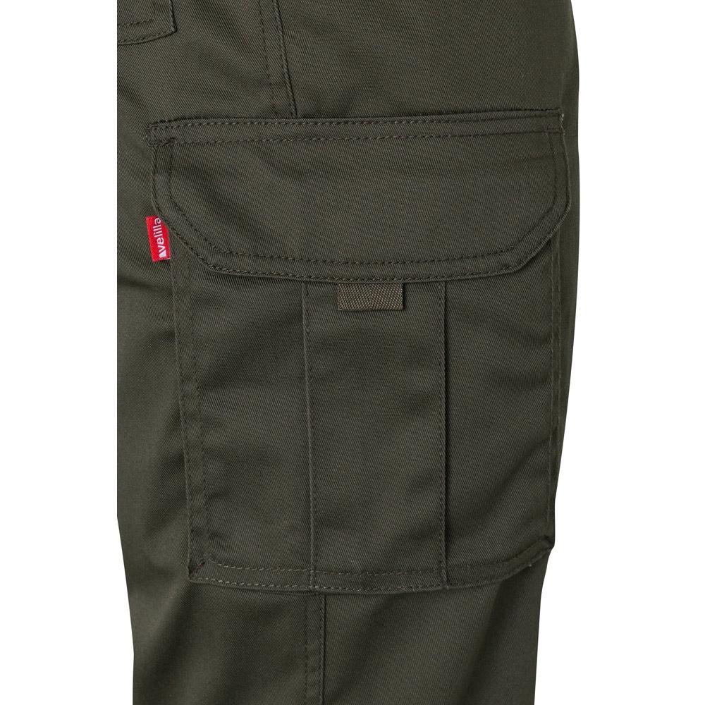 VL PAN. Pantaloni stretch cu buzunare multiple (290 g/m²), din bumbac (46%), EME (38%) și poliester (16%) Verde armată 40