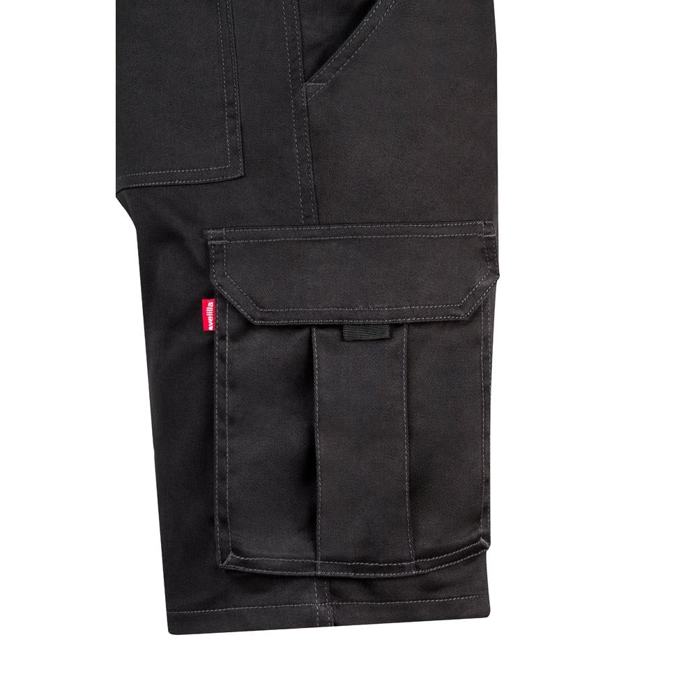 VL HEBE. Bermude elastice cu mai multe buzunare (240g/m²), din bumbac (46%), EME (38%) și poliester (16%) Negru 58