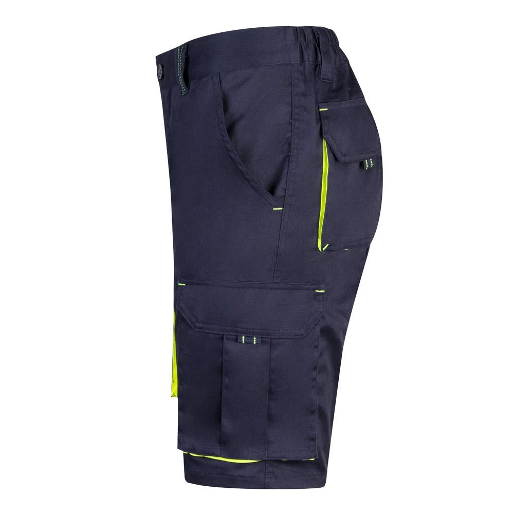 VL HEMERA. Bermude elastice cu buzunare multiple în două tonuri (240 g/m²), din bumbac (46%), EME (38%) și poliester (16%) Albastru Galben 50