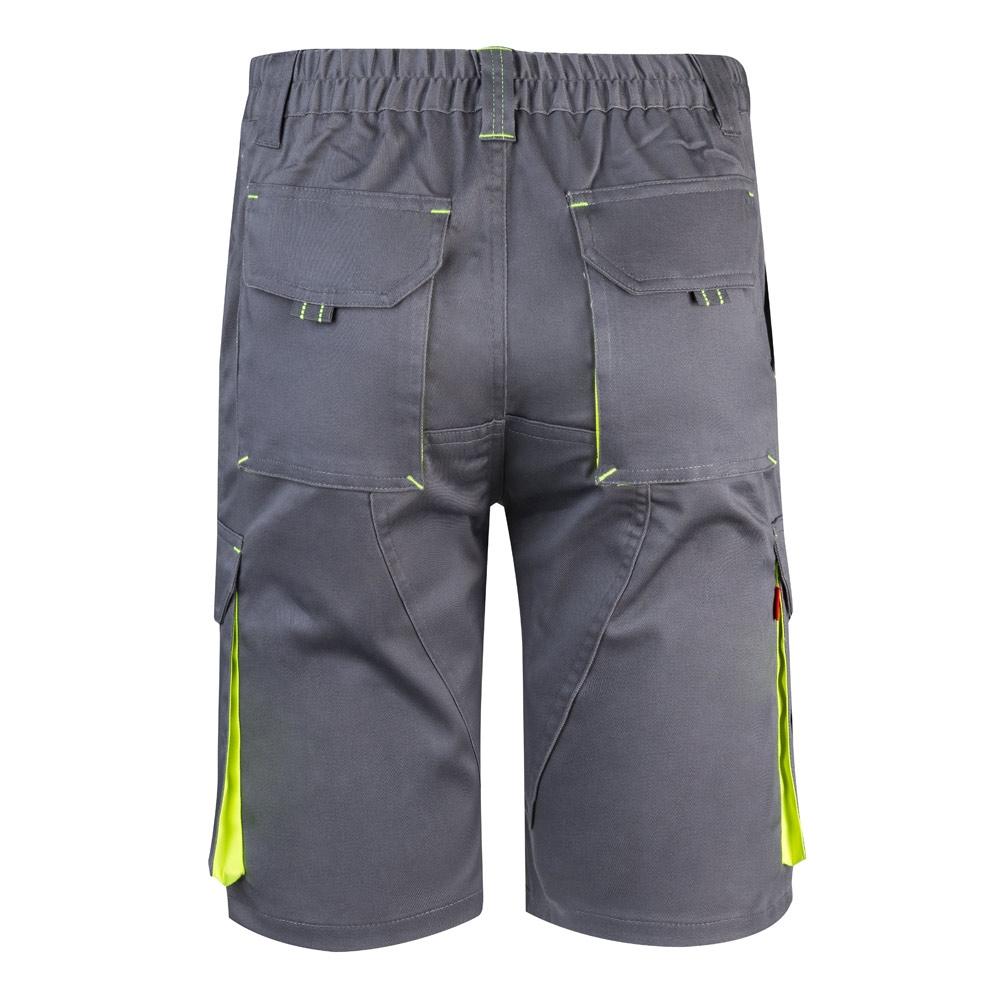 VL HEMERA. Bermude elastice cu buzunare multiple în două tonuri (240 g/m²), din bumbac (46%), EME (38%) și poliester (16%) Gri Galben 58