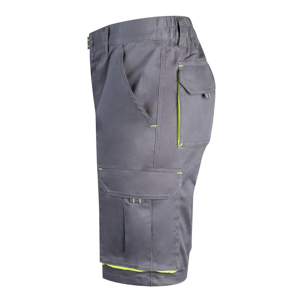 VL HEMERA. Bermude elastice cu buzunare multiple în două tonuri (240 g/m²), din bumbac (46%), EME (38%) și poliester (16%) Gri Galben 58