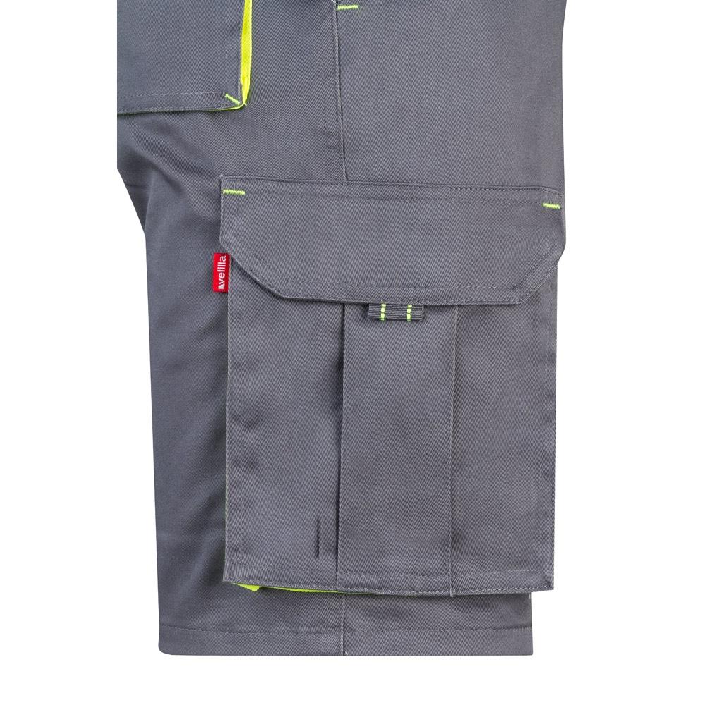 VL HEMERA. Bermude elastice cu buzunare multiple în două tonuri (240 g/m²), din bumbac (46%), EME (38%) și poliester (16%) Gri Galben 58
