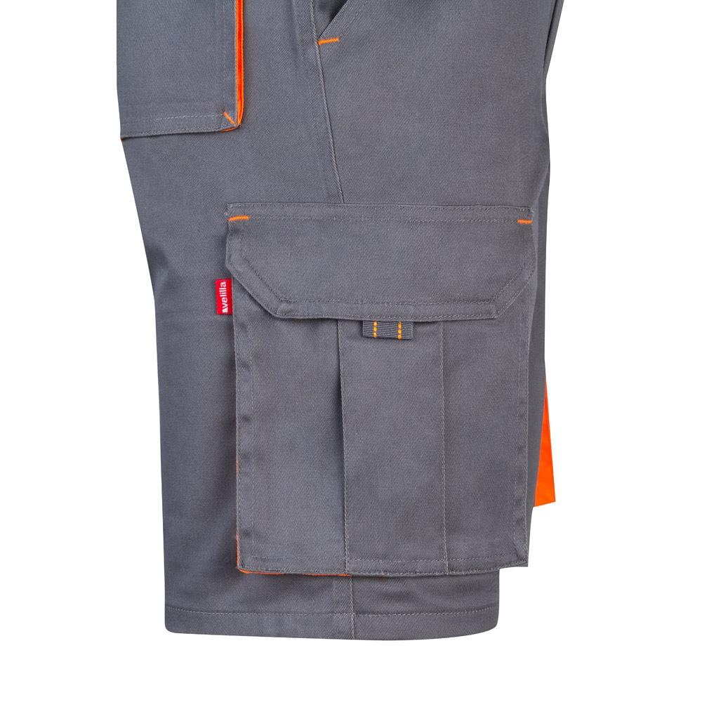 VL HEMERA. Bermude elastice cu buzunare multiple în două tonuri (240 g/m²), din bumbac (46%), EME (38%) și poliester (16%) Gri Portocaliu 60