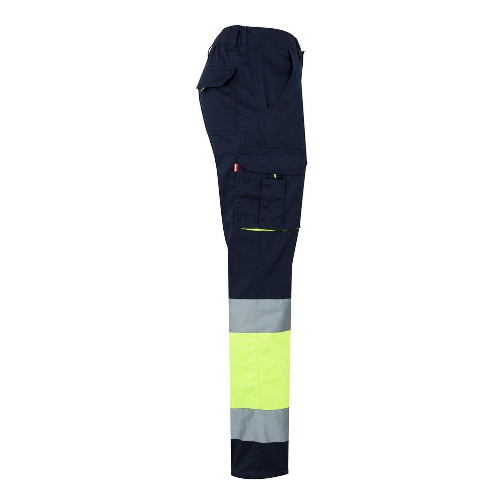 VL ZEUS LARGE. Pantaloni elastici cu buzunare multiple, în două tonuri (240 g/m²), din bumbac (46%), EME (38%) și poliester (16%) Albastru Galben 5XL