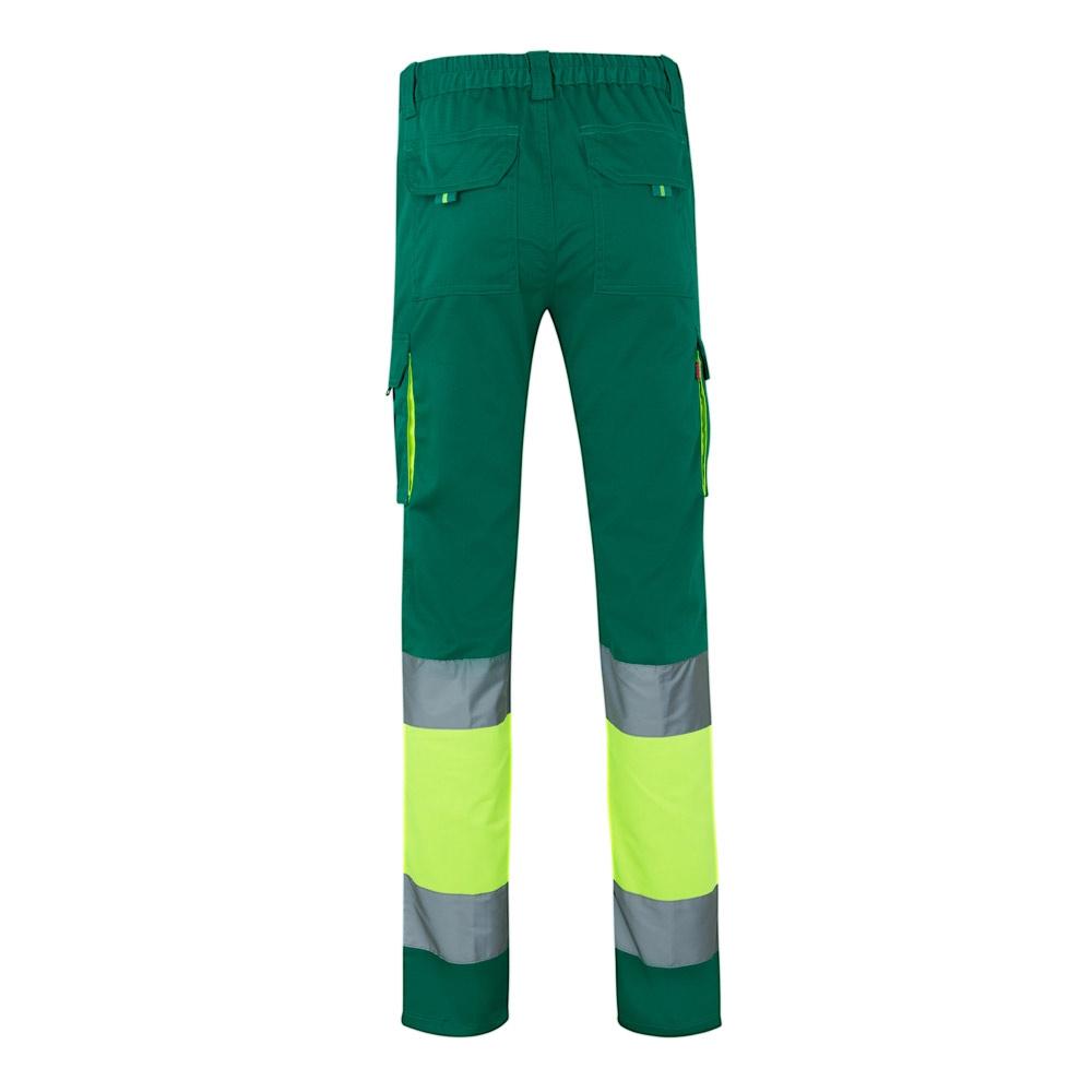 VL ZEUS LARGE. Pantaloni elastici cu buzunare multiple, în două tonuri (240 g/m²), din bumbac (46%), EME (38%) și poliester (16%) Verde Galben 5XL