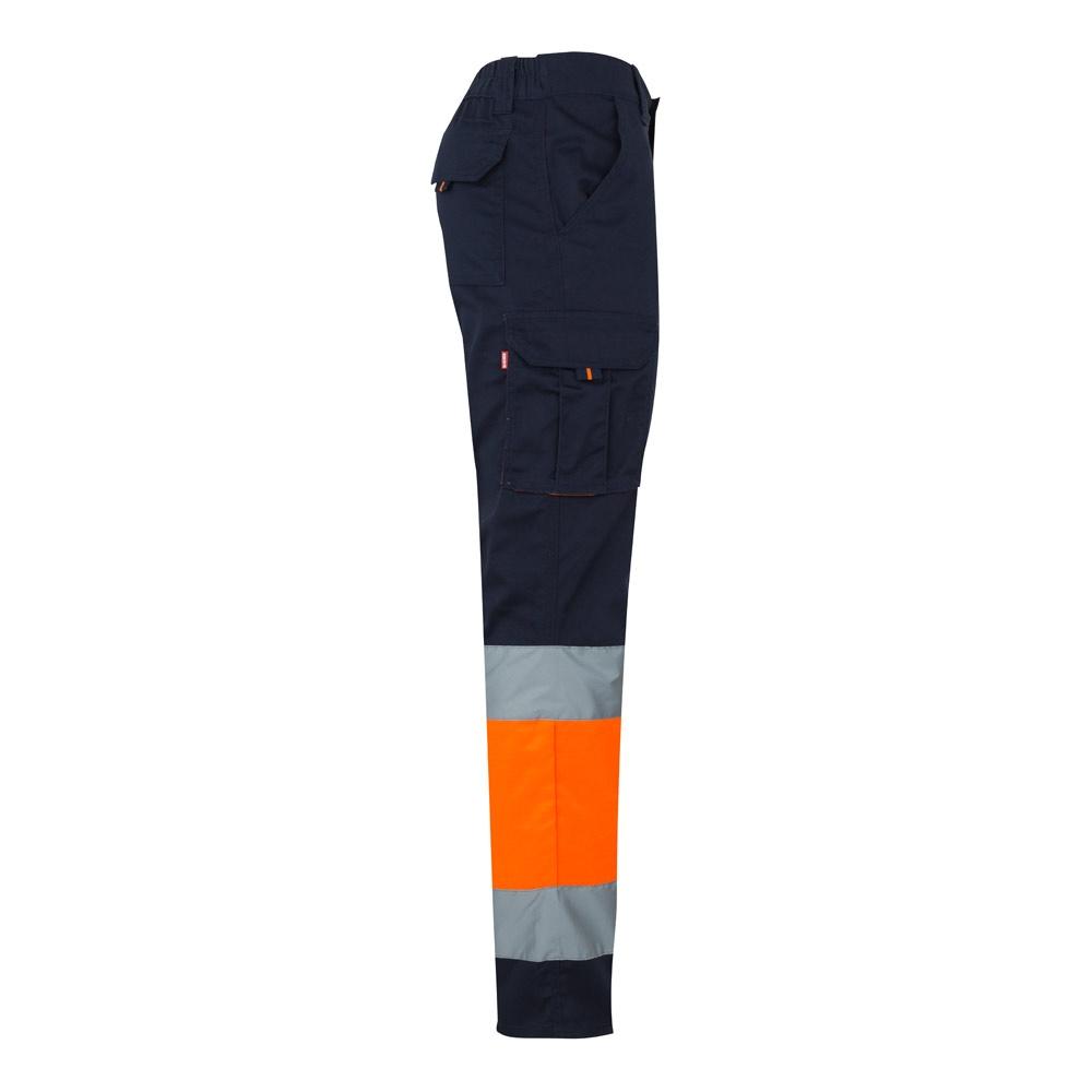 VL ZEUS LARGE. Pantaloni elastici cu buzunare multiple, în două tonuri (240 g/m²), din bumbac (46%), EME (38%) și poliester (16%) Albastru Portocaliu 5XL