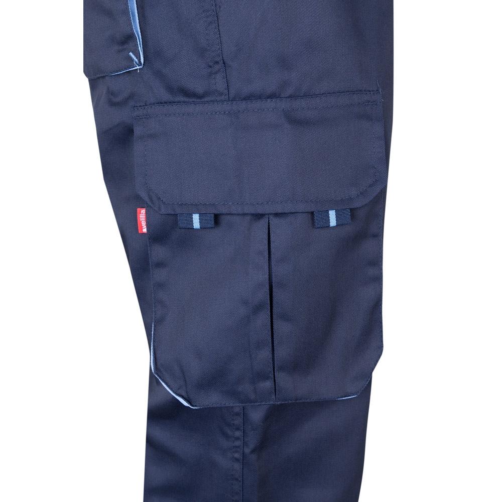 VL FIDES. Pantaloni extensibili cu buzunare multiple (240g/m²), în două tonuri, din bumbac (46%), EME (38%) și poliester (16%) Albastru Albastru deschis 36