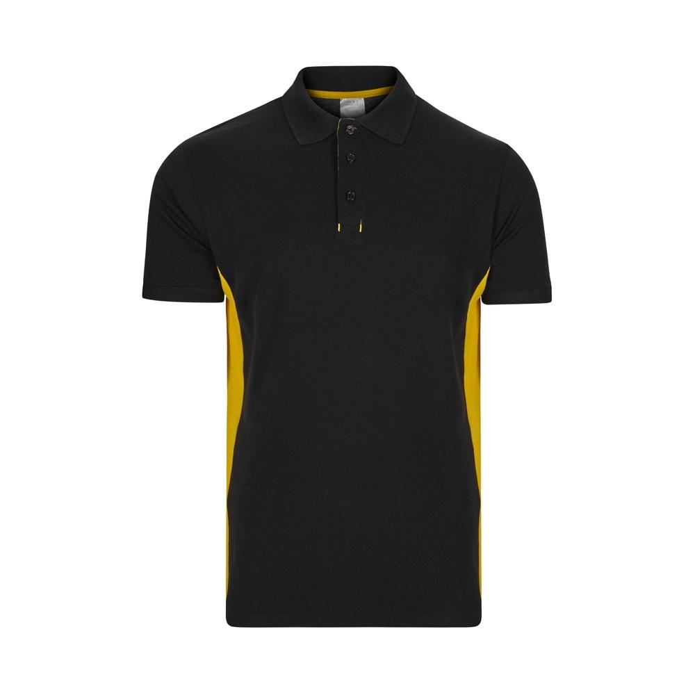 VL SUPAY. Tricou polo piqué bicolor (180g/m²), cu mânecă scurtă, din bumbac (60%) și poliester (40%) Negru Galben S