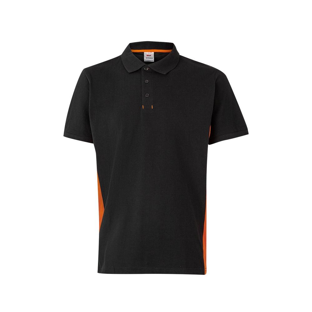 VL SUPAY. Tricou polo piqué bicolor (180g/m²), cu mânecă scurtă, din bumbac (60%) și poliester (40%) Negru Portocaliu