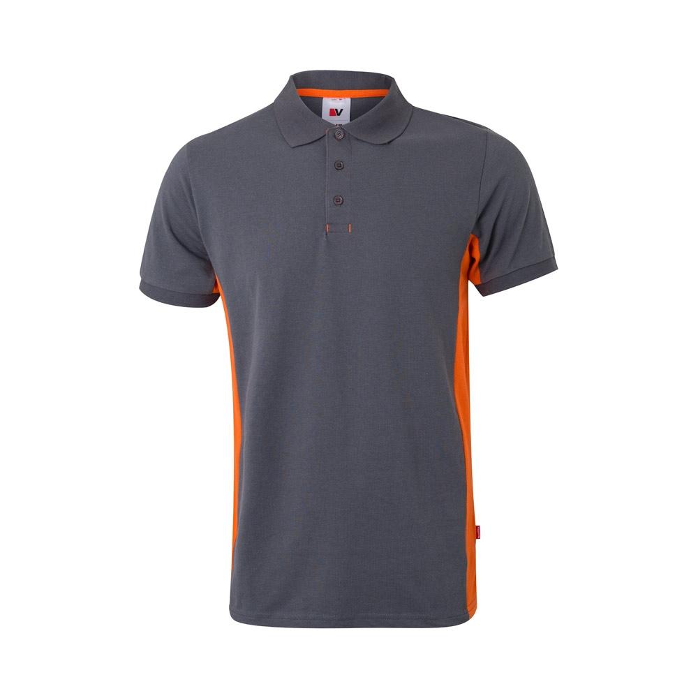 VL SUPAY. Tricou polo piqué bicolor (180g/m²), cu mânecă scurtă, din bumbac (60%) și poliester (40%) Gri Portocaliu