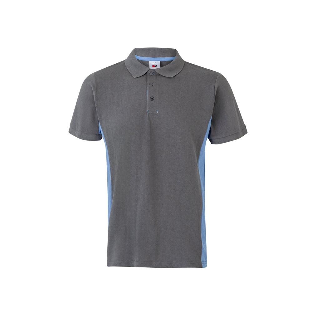 VL SUPAY. Tricou polo piqué bicolor (180g/m²), cu mânecă scurtă, din bumbac (60%) și poliester (40%) Gri Albastru deschis XS
