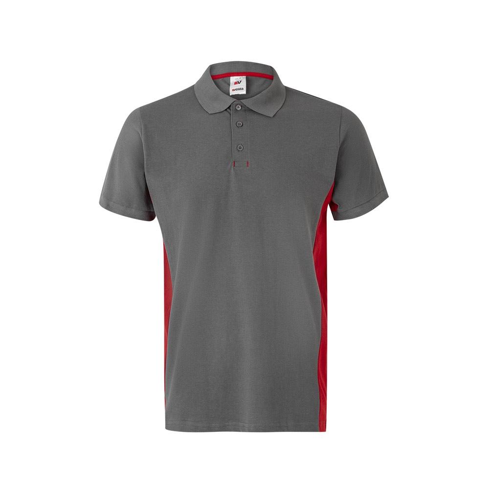 VL SUPAY. Tricou polo piqué bicolor (180g/m²), cu mânecă scurtă, din bumbac (60%) și poliester (40%) Gri Roșu